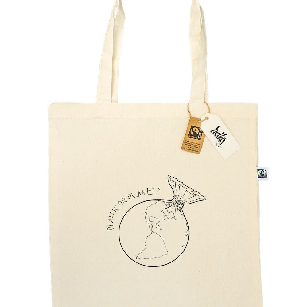 Plastic or Planet Tote Bag - Vegan - 100% Organic Cotton