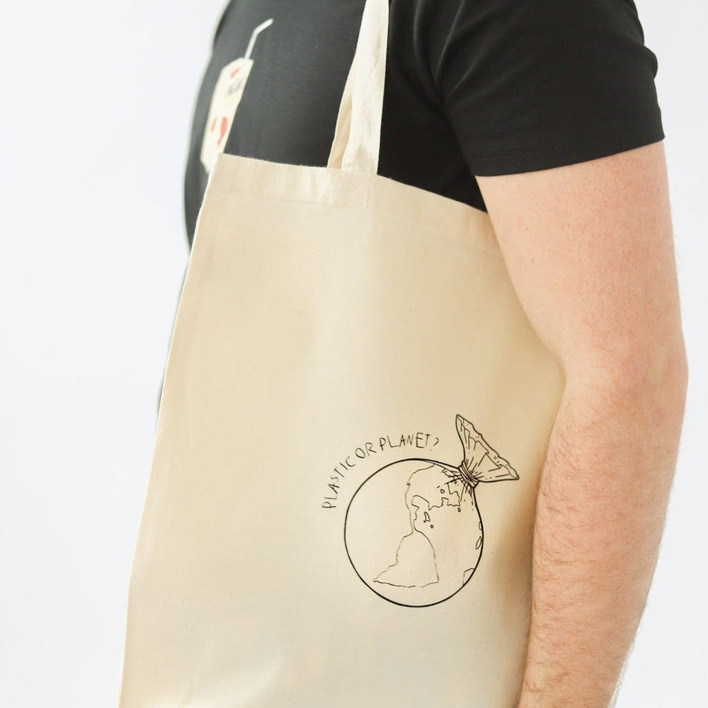 Plastic or Planet Tote Bag - Vegan - 100% Organic Cotton