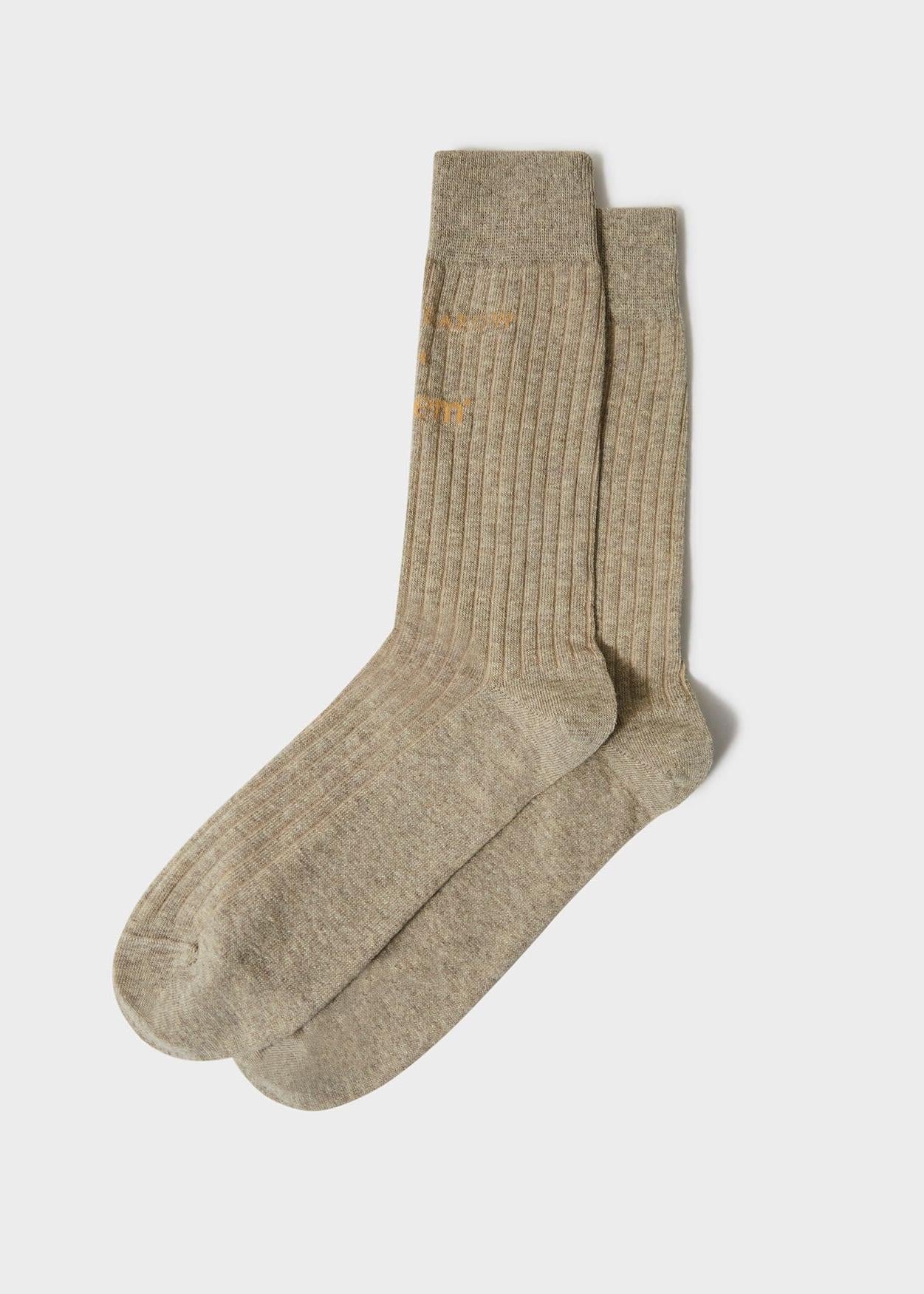 Recycled Ribbed Cotton Oatmeal Men's Socks Accessories Neem London 