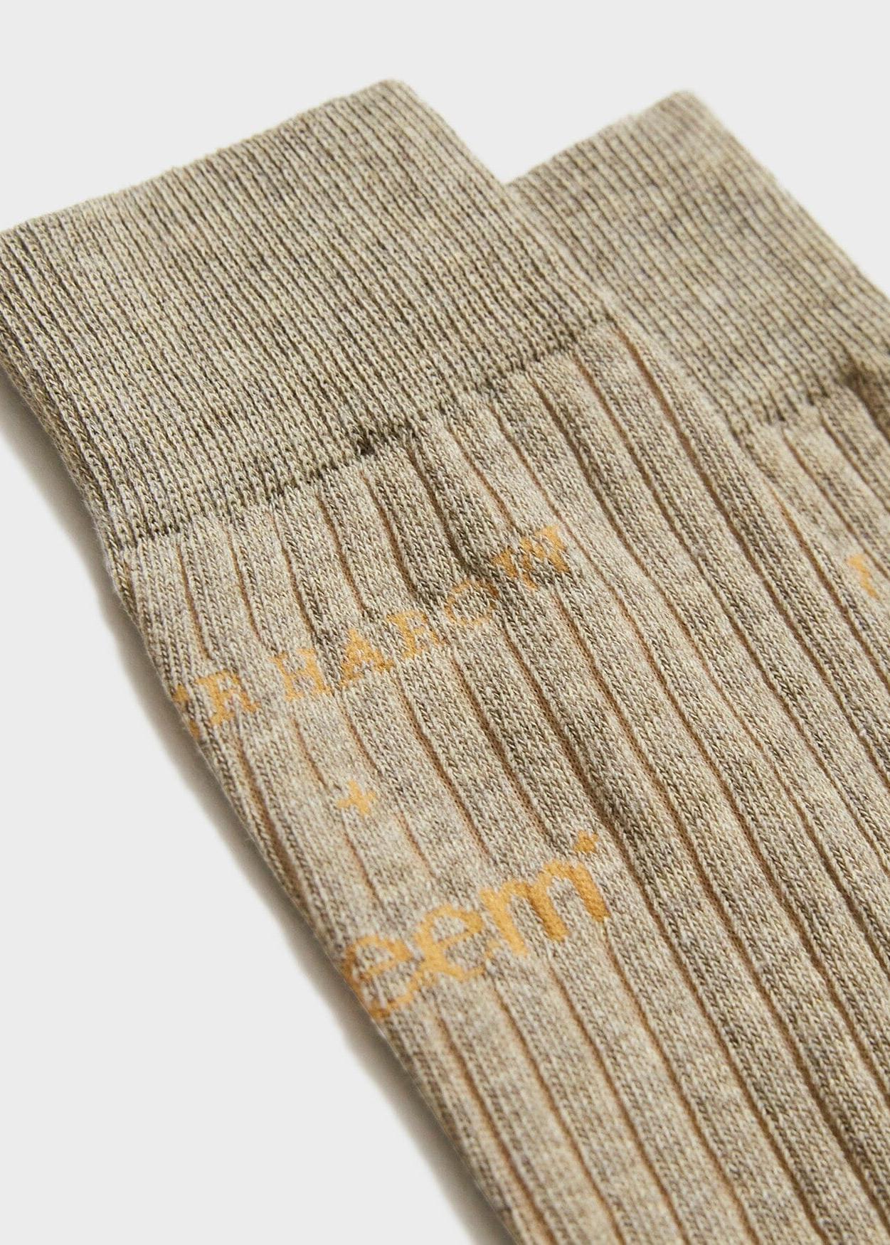 Recycled Ribbed Cotton Oatmeal Men's Socks Accessories Neem London 