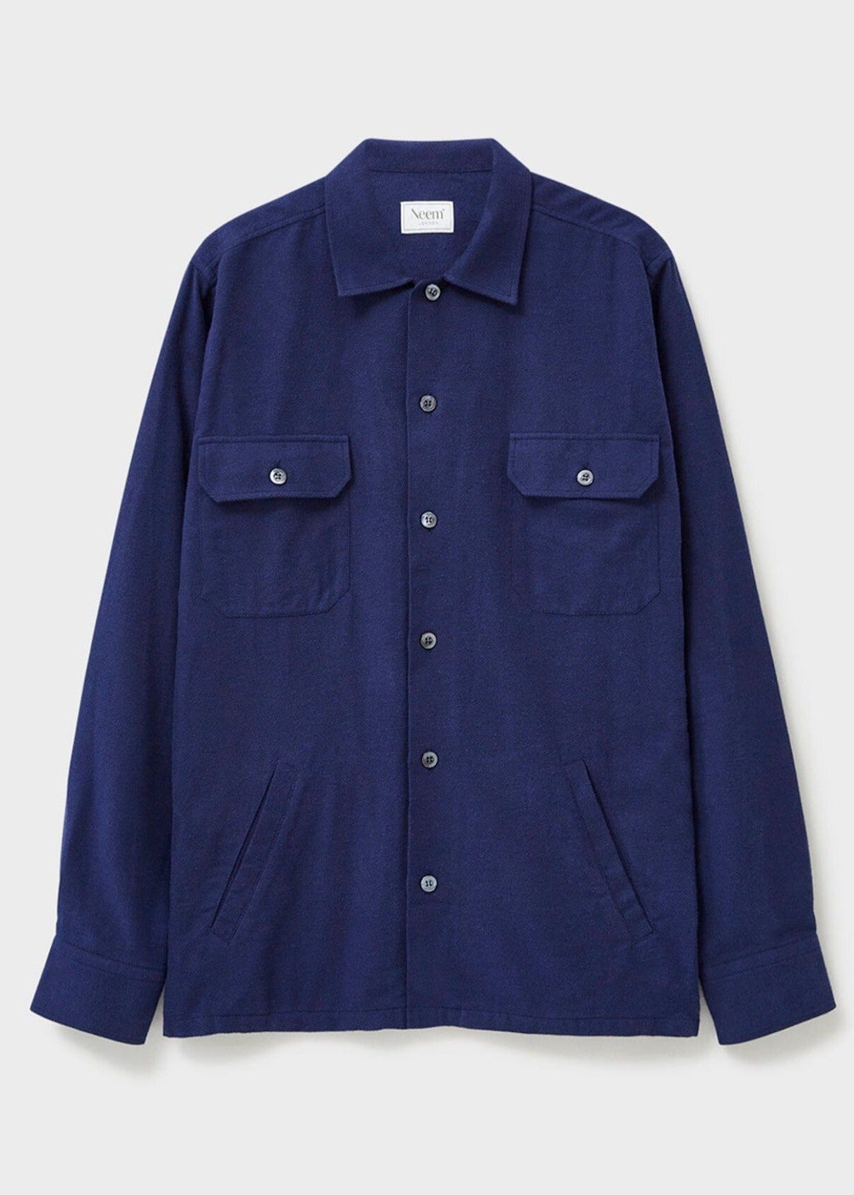 Recycled Blue Italian Flannel Piccadilly Overshirt