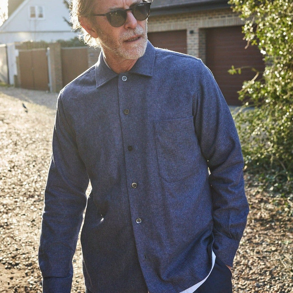 
                  
                    Recycled Cross Weave Spitalfields Blue Overshirt
                  
                