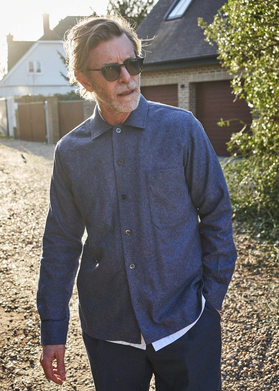 Recycled Cross Weave Spitalfields Blue Overshirt