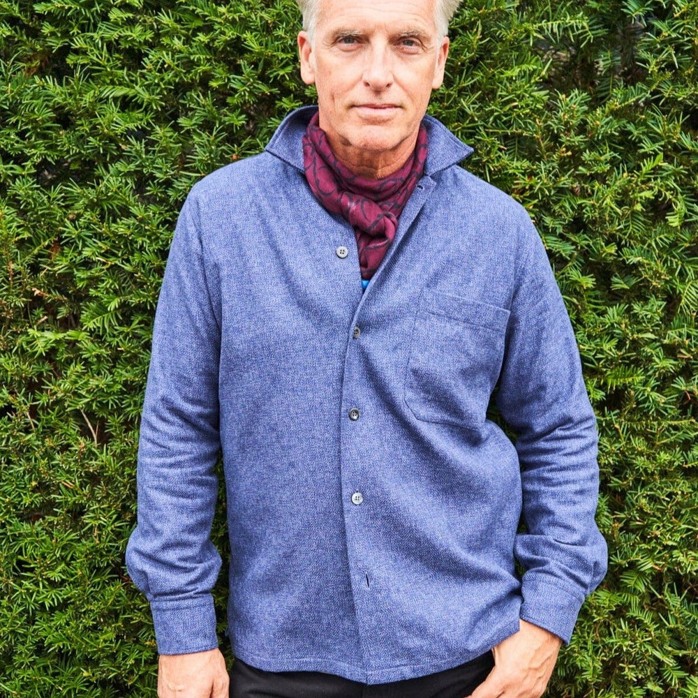 
                  
                    Recycled Cross Weave Spitalfields Blue Overshirt
                  
                