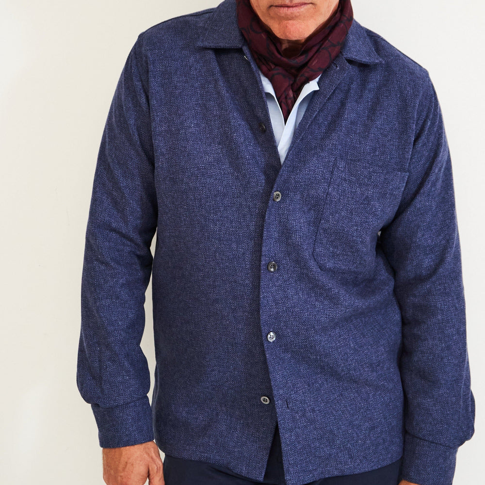 
                  
                    Recycled Cross Weave Spitalfields Blue Overshirt
                  
                