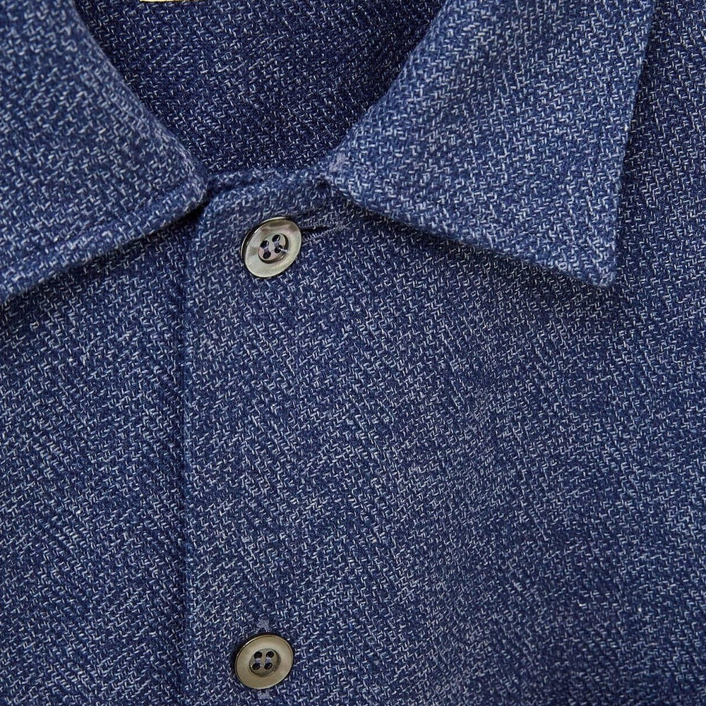 
                  
                    Recycled Cross Weave Spitalfields Blue Overshirt
                  
                