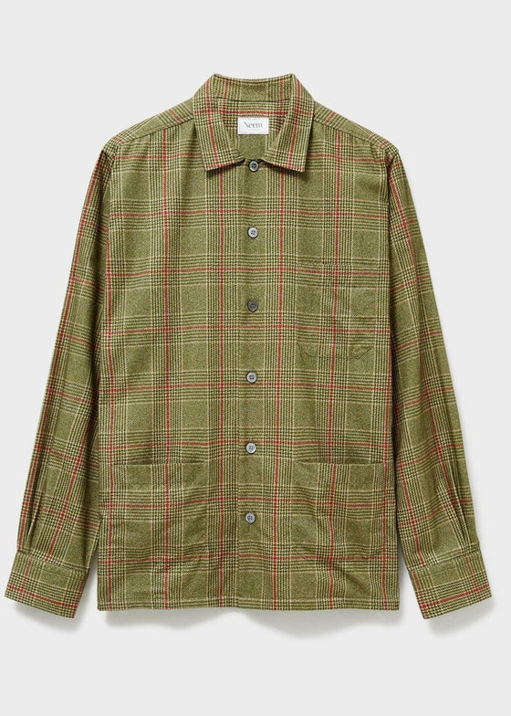 Recycled Flannel British Green Check Shirt Jacket