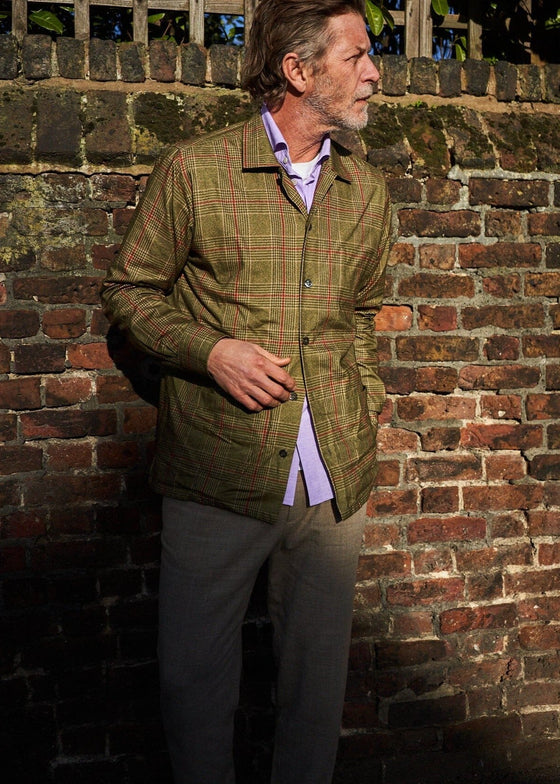 Recycled Flannel British Green Check Shirt Jacket