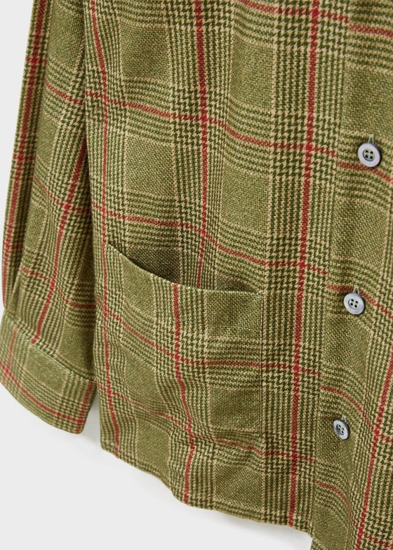 Recycled Flannel British Green Check Shirt Jacket