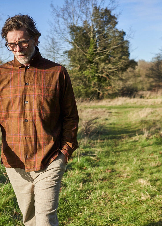 Recycled Flannel Chocolate Check Spitalfields Overshirt