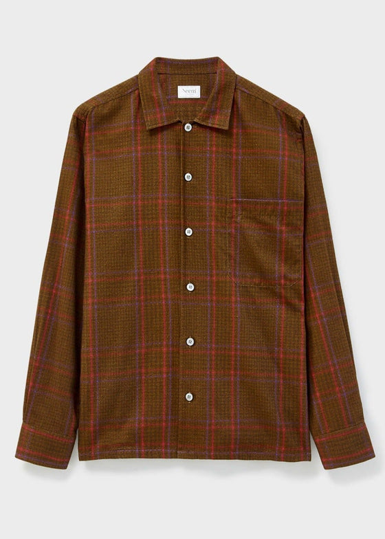 Recycled Flannel Chocolate Check Spitalfields Overshirt