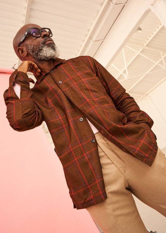 Recycled Flannel Chocolate Check Spitalfields Overshirt