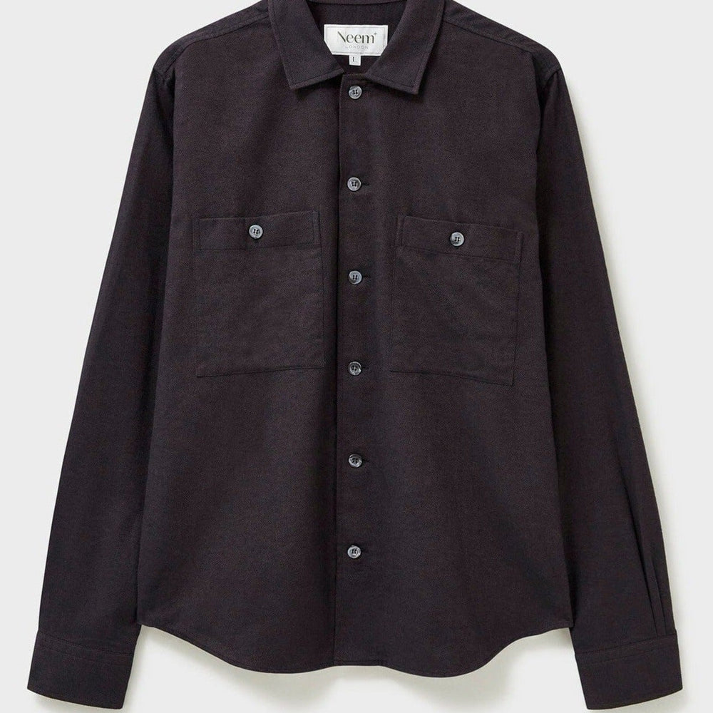 Recycled Italian Chocolate Flannel Double Pocket Overshirt