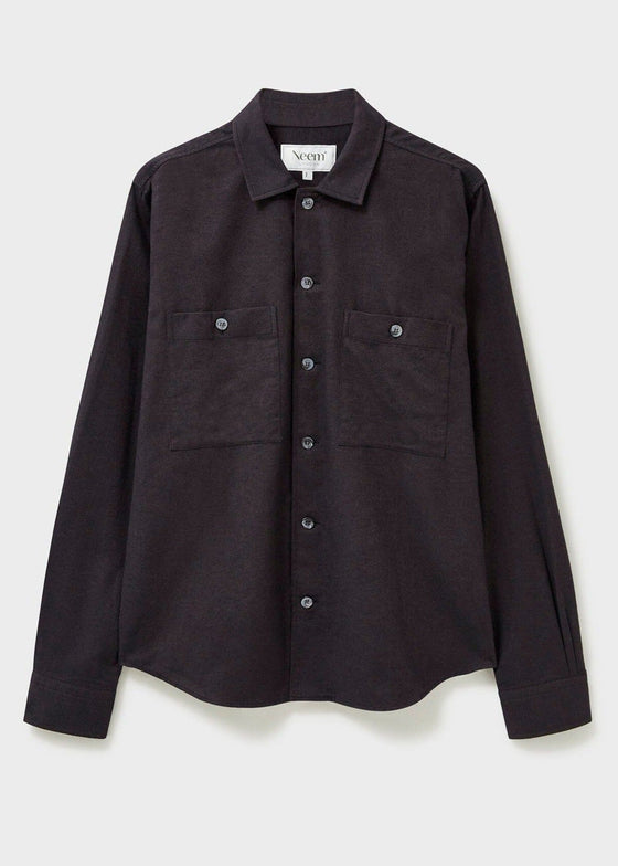 Recycled Italian Chocolate Flannel Double Pocket Overshirt