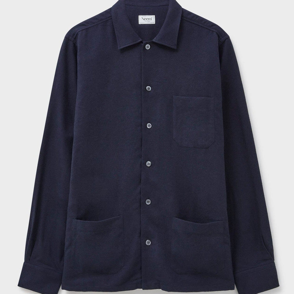 Recycled Italian Flannel Deep Navy Shirt Jacket