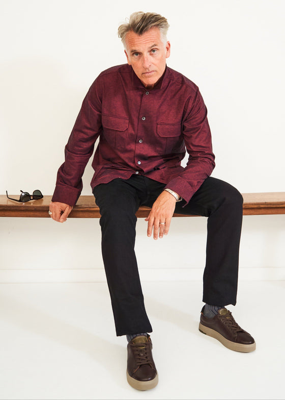 Recycled Italian Flannel Deep Red Over-Shirt