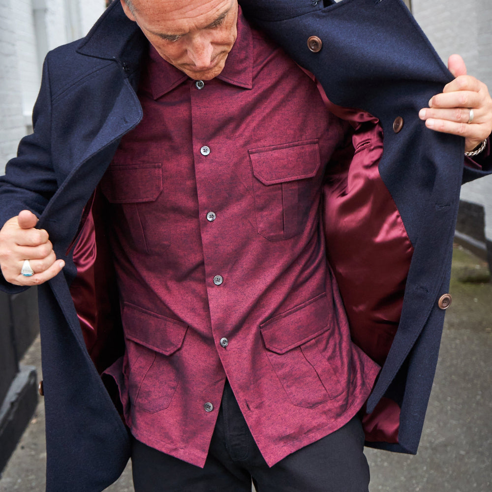 Recycled Italian Flannel Deep Red Over-Shirt