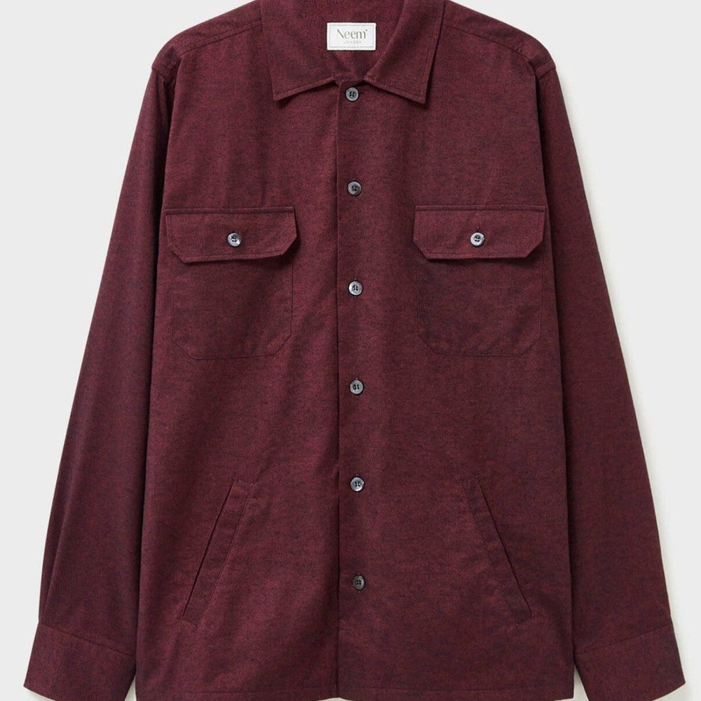 Recycled Italian Flannel Deep Red Piccadilly Overshirt