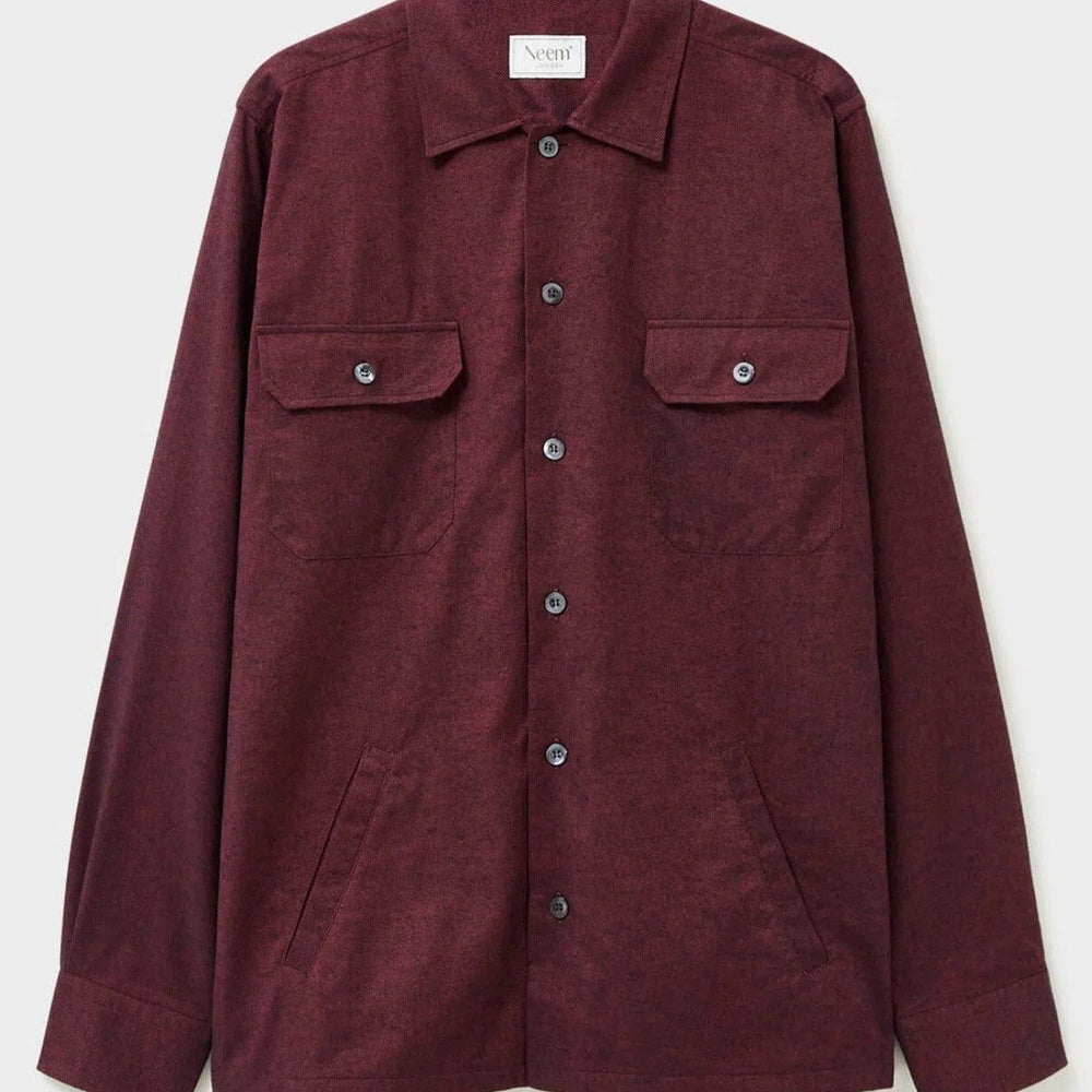 
                  
                    Recycled Italian Flannel Deep Red Piccadilly Overshirt
                  
                