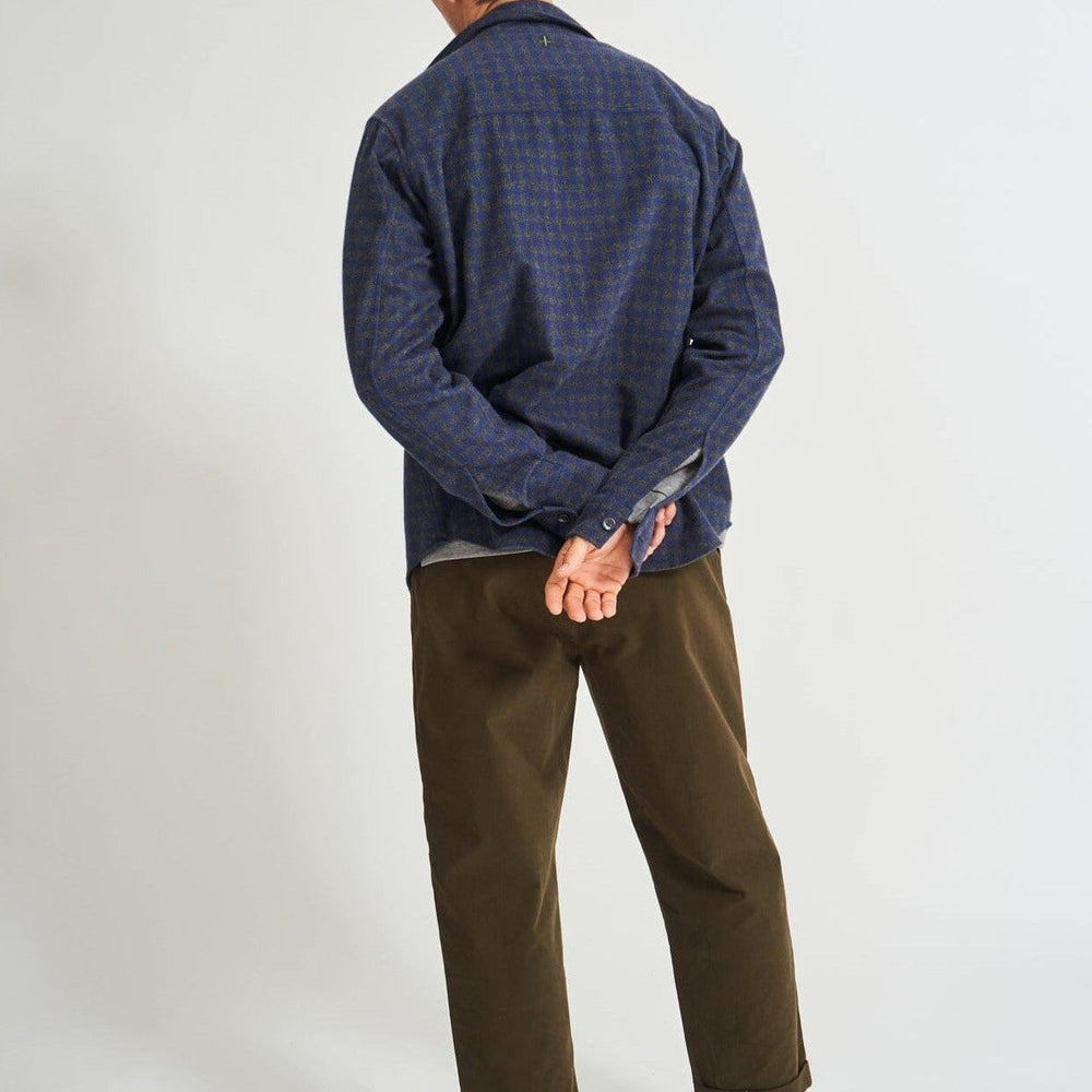 
                  
                    Recycled Italian Flannel Navy & Grey Check Double Pocket shirt
                  
                