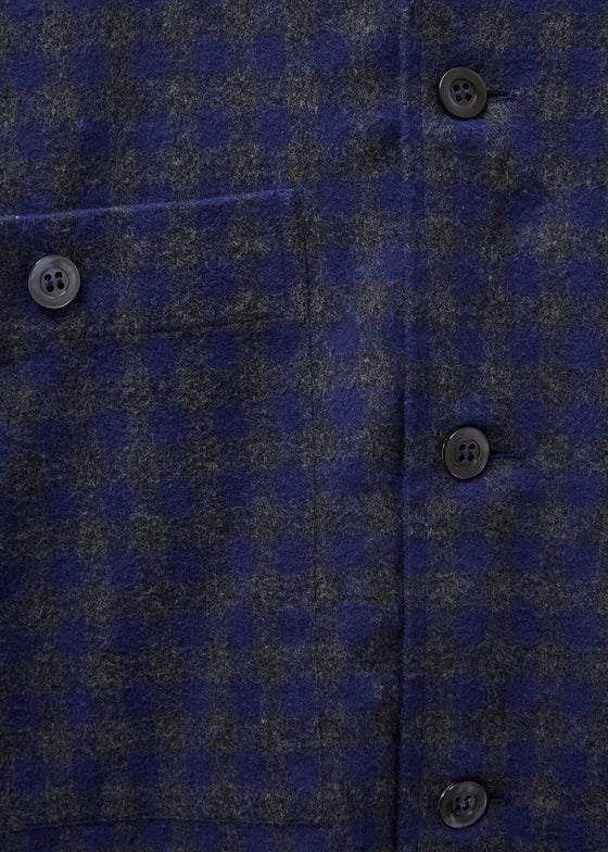 Recycled Italian Flannel Navy & Grey Check Double Pocket shirt