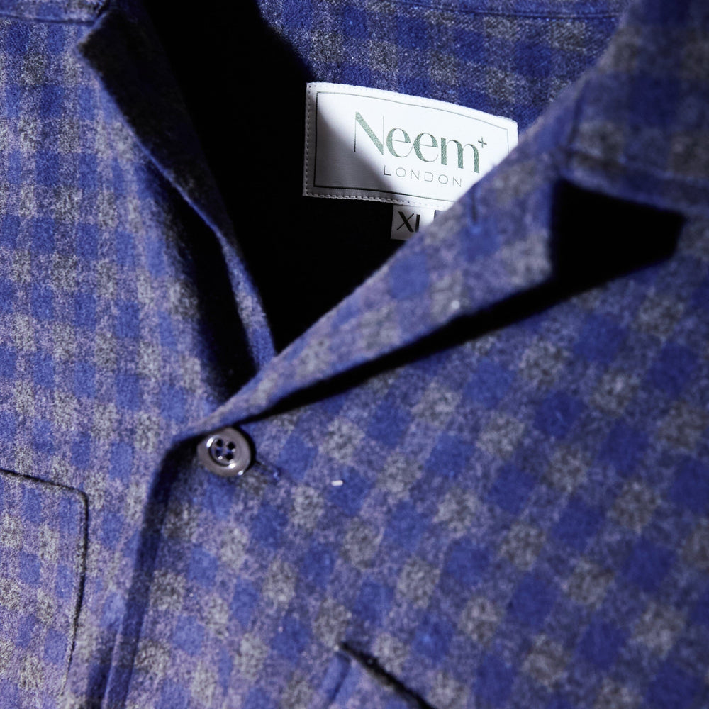 
                  
                    Recycled Italian Flannel Navy & Grey Check Double Pocket shirt
                  
                