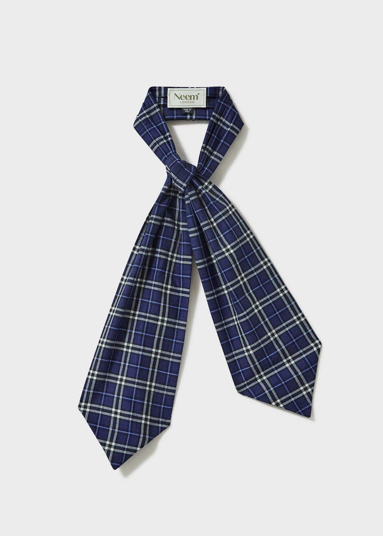 Recycled Italian Flannel Navy & Grey Check Modern Cravat