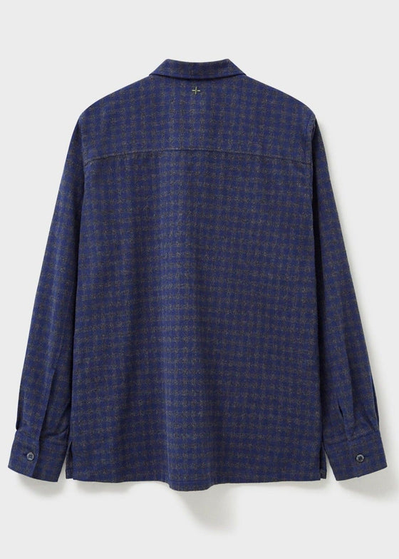 Recycled Italian Flannel Navy & Grey Check Piccadilly Overshirt