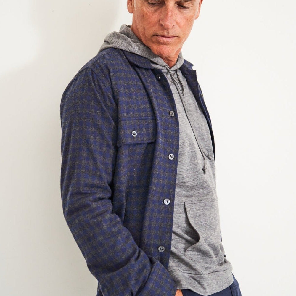 
                  
                    Recycled Italian Flannel Navy & Grey Check Piccadilly Overshirt
                  
                