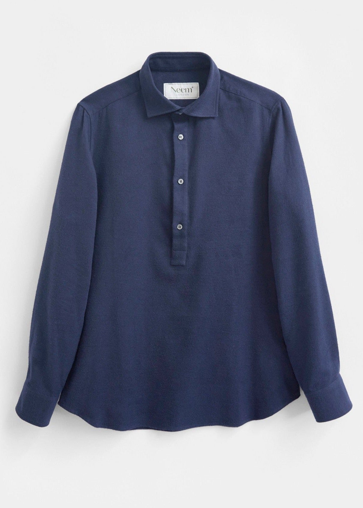 Recycled Italian Flannel Navy Popover Shirt