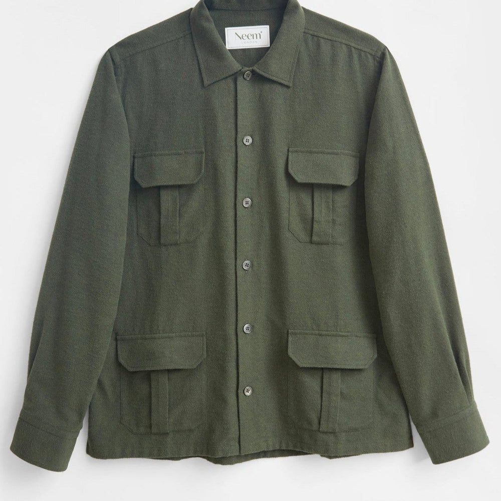 Recycled Italian Flannel Neem Green OverShirt