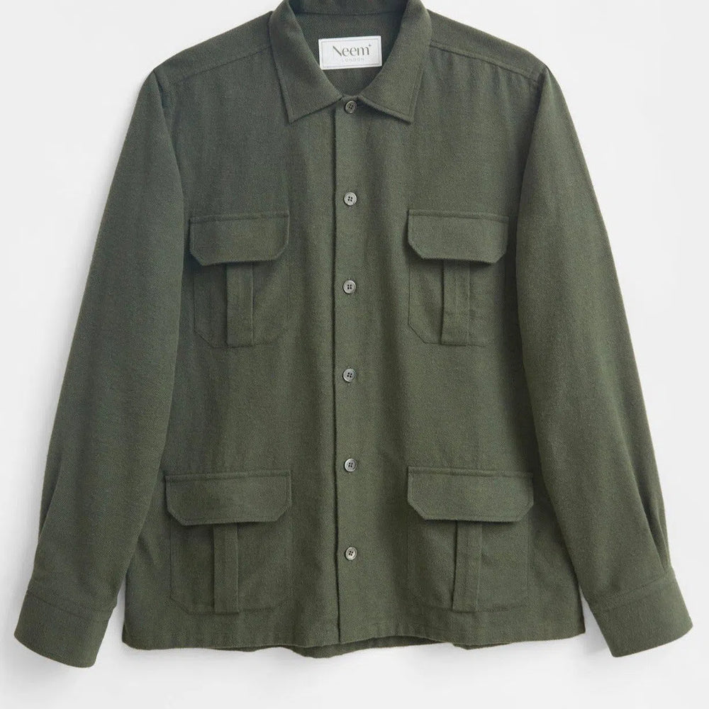 
                  
                    Recycled Italian Flannel Neem Green OverShirt
                  
                