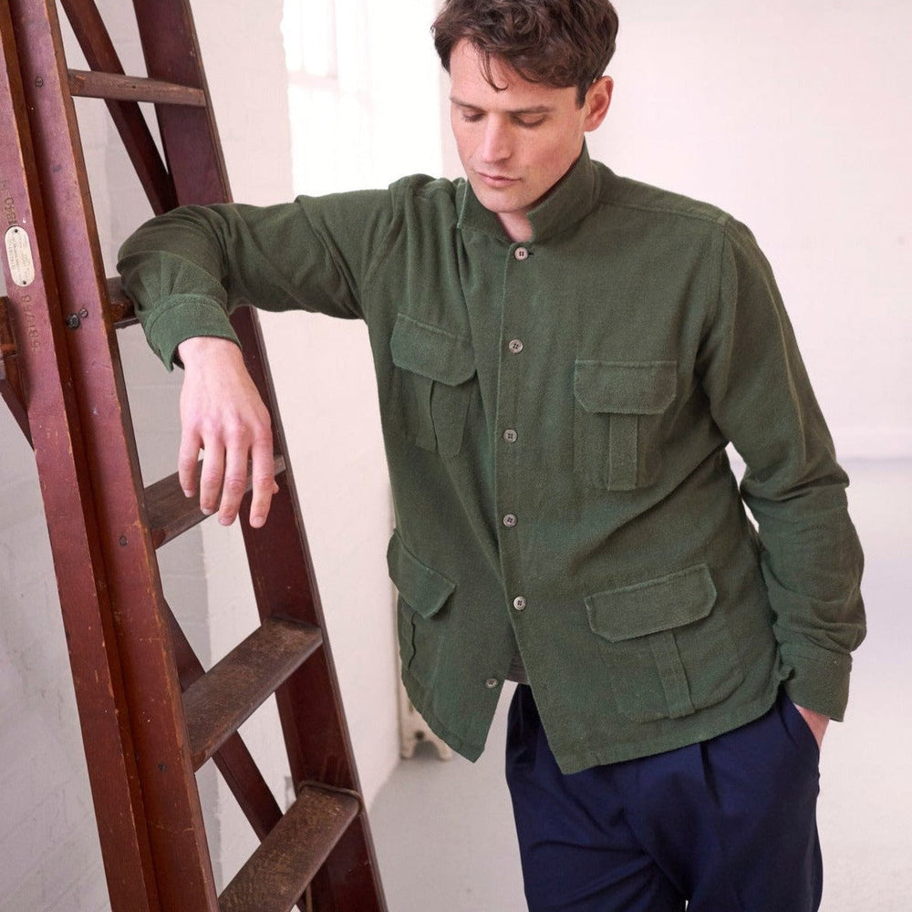 
                  
                    Recycled Italian Flannel Neem Green OverShirt
                  
                