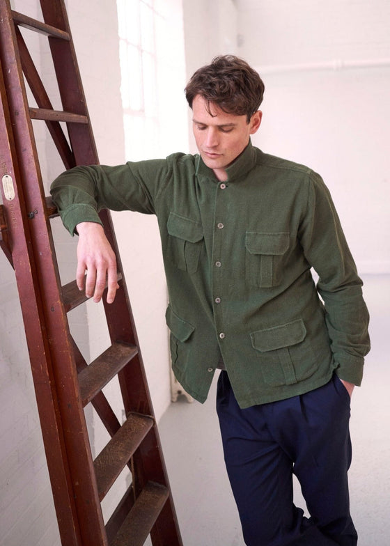 Recycled Italian Flannel Neem Green OverShirt