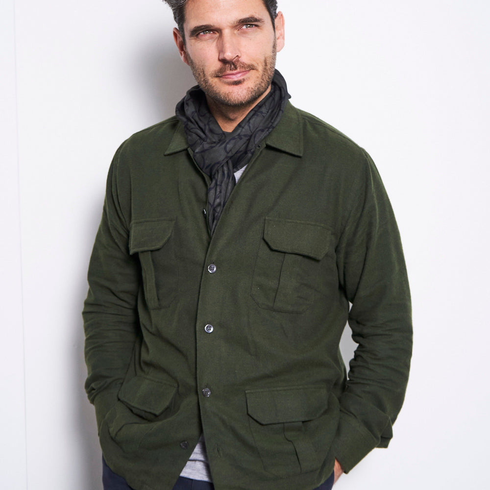 
                  
                    Recycled Italian Flannel Neem Green OverShirt
                  
                