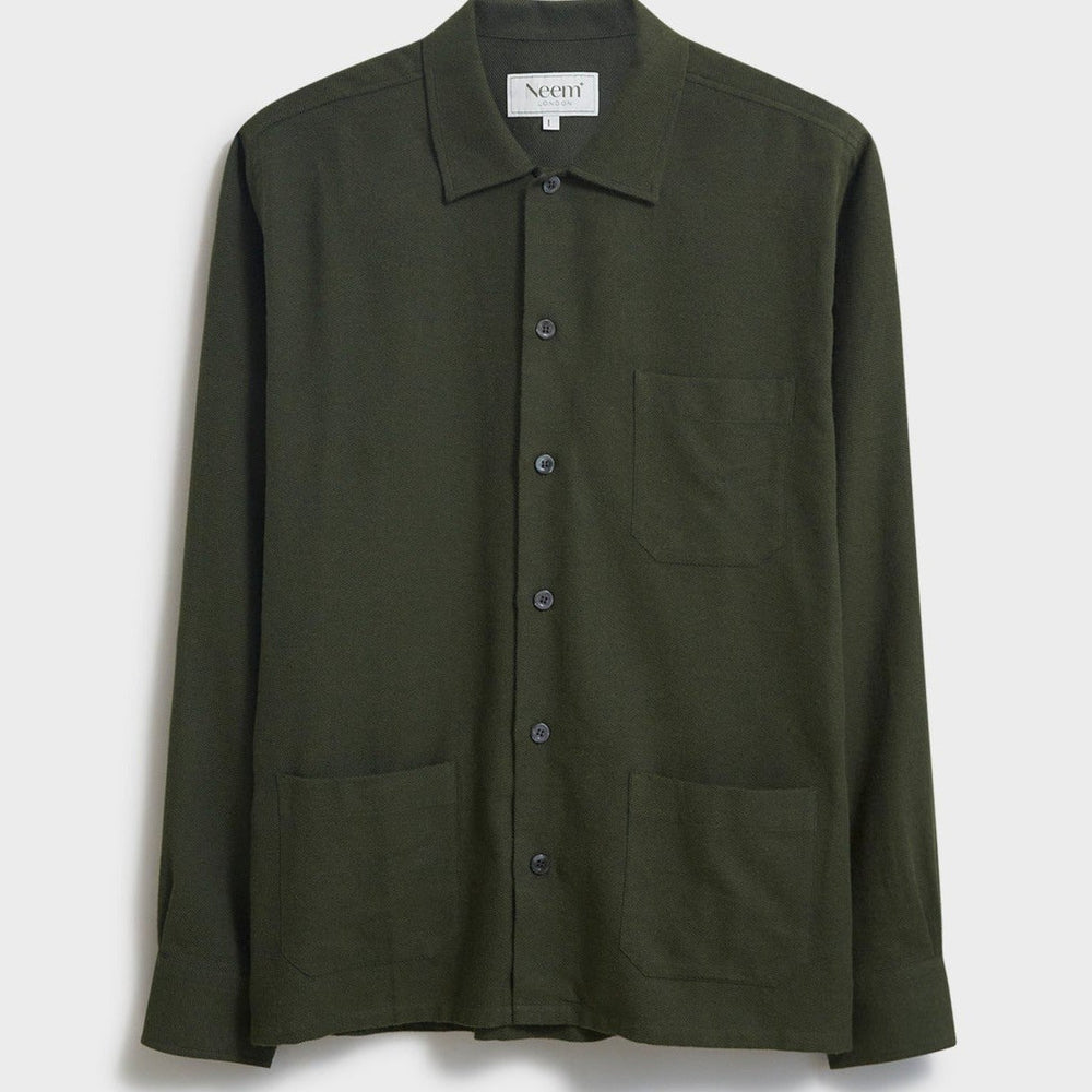 Recycled Italian Green Flannel Shirt Jacket