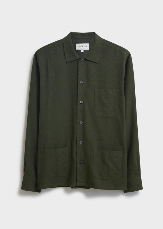 Recycled Italian Green Flannel Shirt Jacket