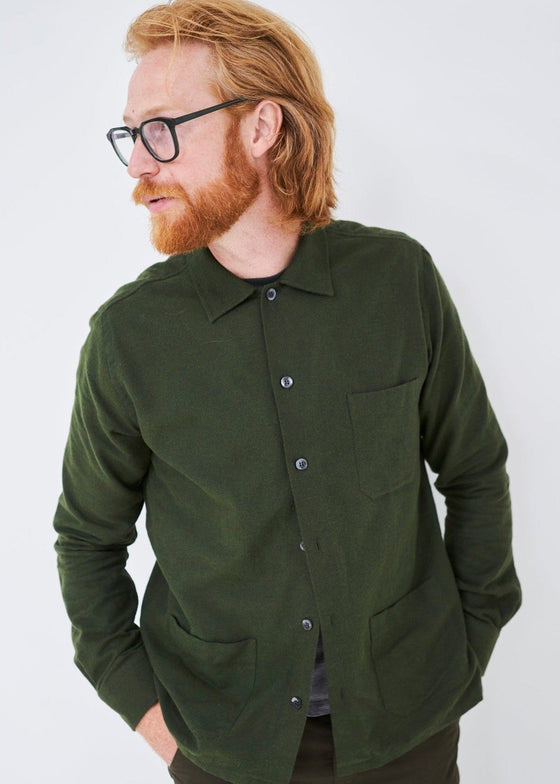 Recycled Italian Green Flannel Shirt Jacket