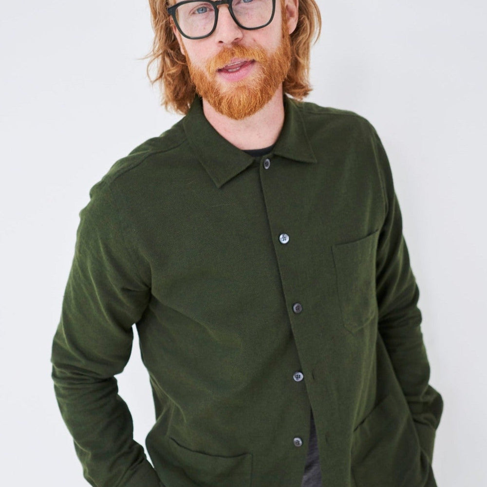 Recycled Italian Green Flannel Shirt Jacket