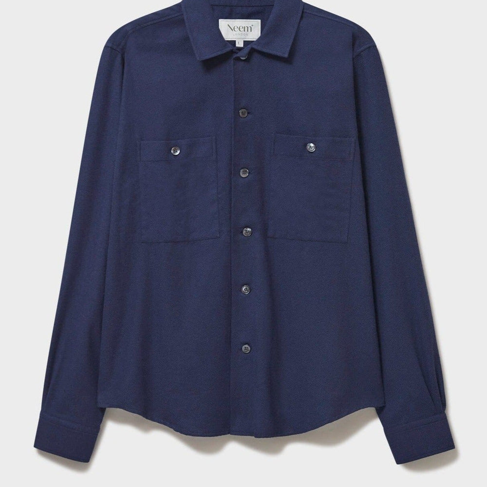 
                  
                    Recycled Italian Navy Flannel Double Pocket Shirt
                  
                