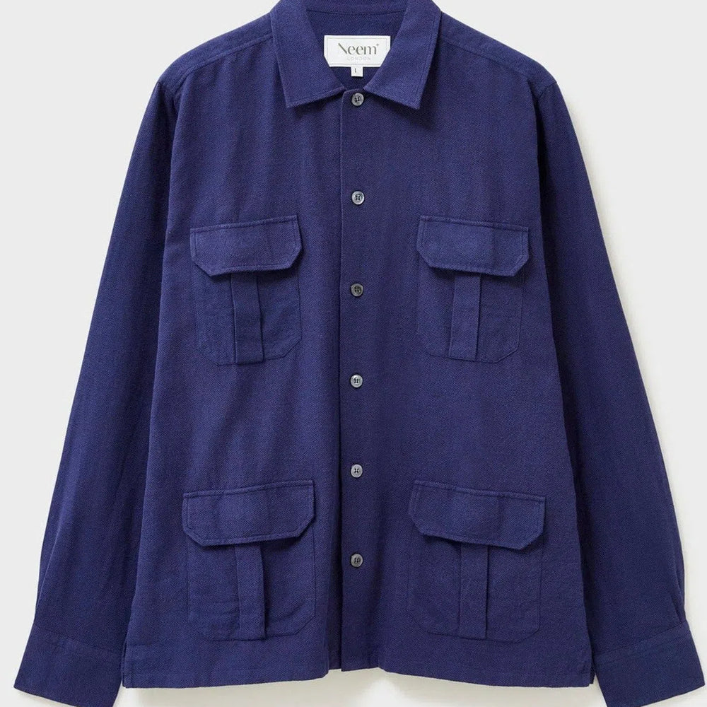 
                  
                    Recycled Italian Navy Flannel Overshirt
                  
                