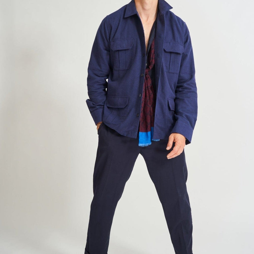 
                  
                    Recycled Italian Navy Flannel Overshirt
                  
                