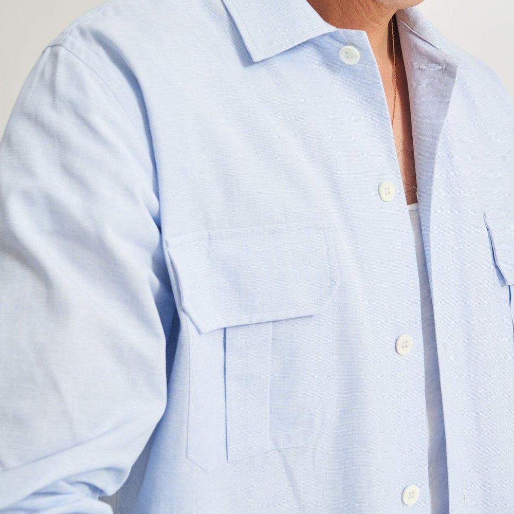 
                  
                    Recycled Italian Sky Fil-a-Fil Overshirt
                  
                