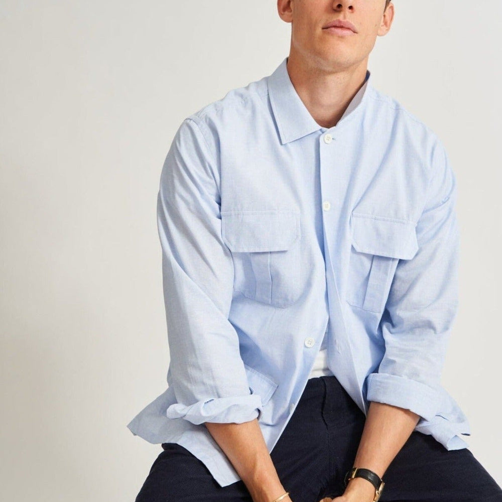 Recycled Italian Sky Fil-a-Fil Overshirt