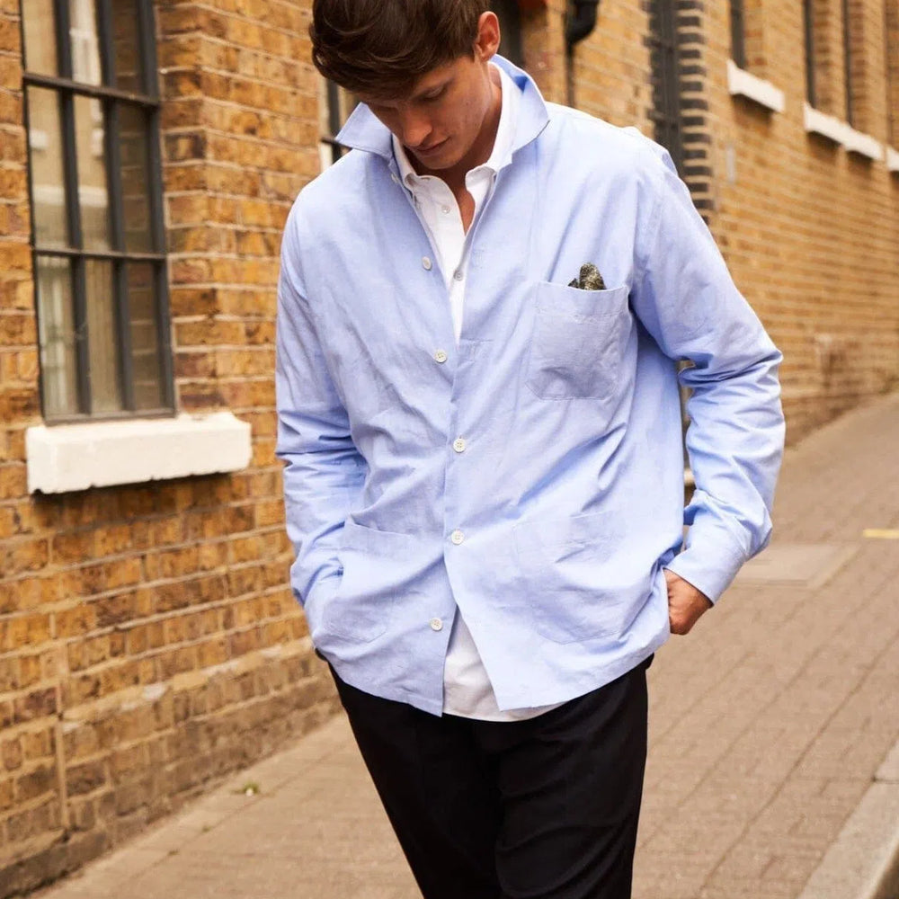 
                  
                    Recycled Italian Sky Slub Shirt Jacket
                  
                