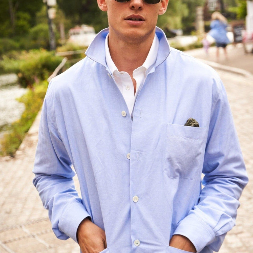 Recycled Italian Sky Slub Shirt Jacket