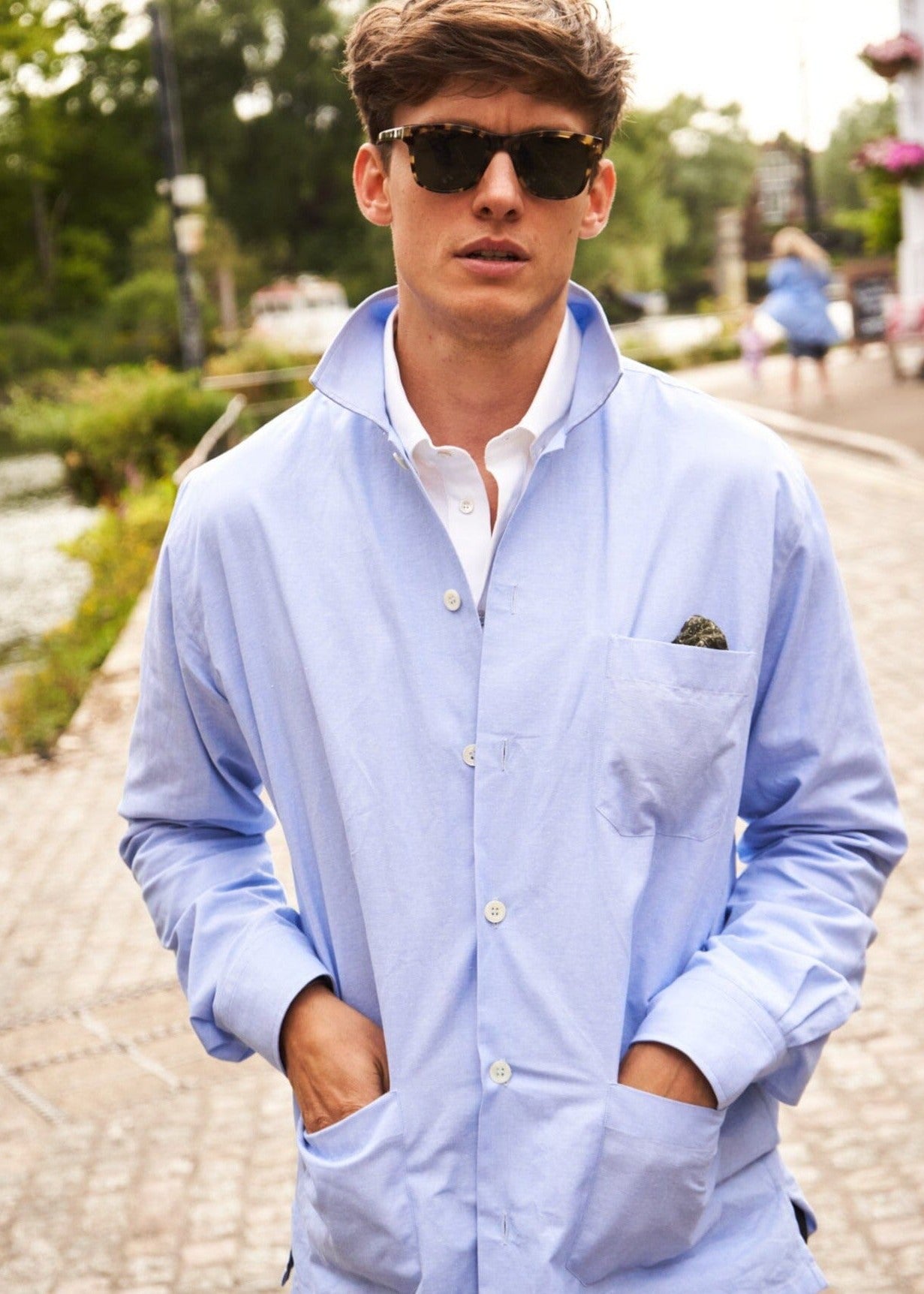 Recycled Italian Sky Slub Shirt Jacket