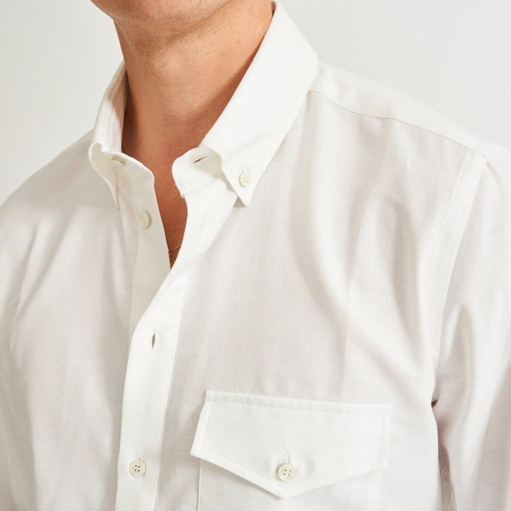 
                  
                    Recycled Italian White Oxford Modern Button-down Popover Shirt
                  
                