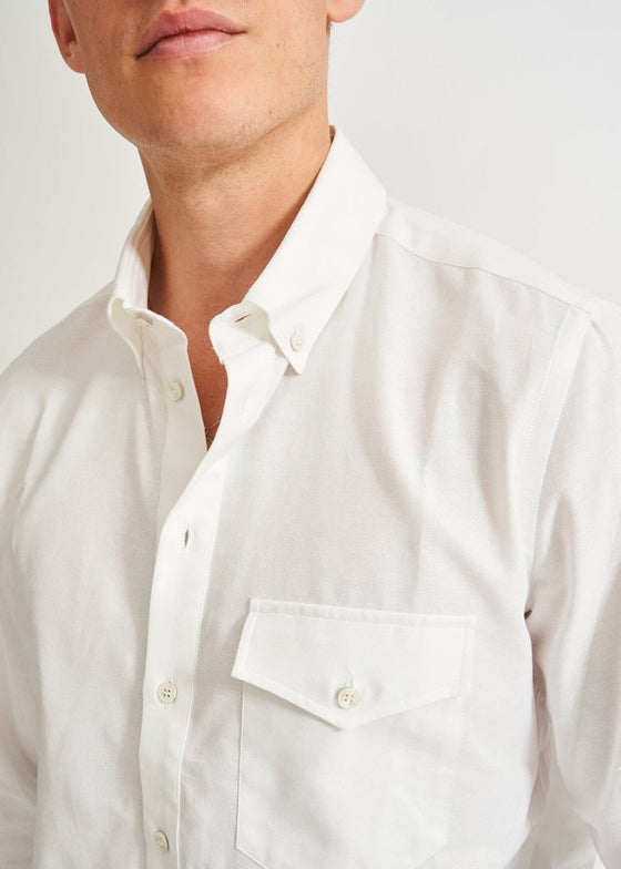 Recycled Italian White Oxford Modern Button-down Popover Shirt