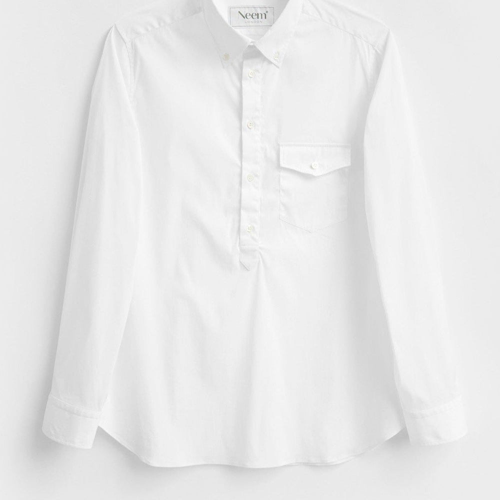 
                  
                    Recycled Italian White Oxford Modern Button-down Popover Shirt
                  
                